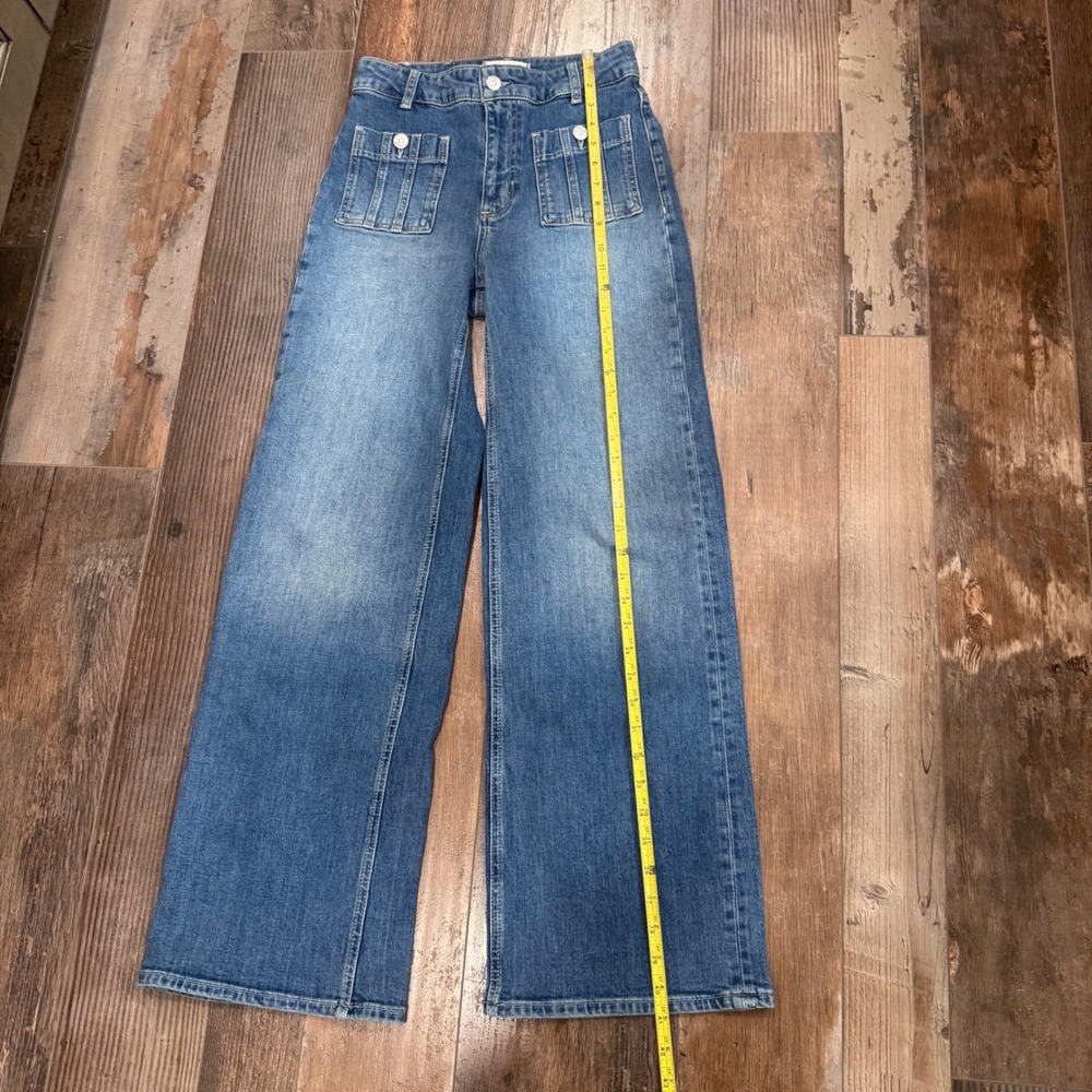 PAIGE Anessa 31 High Rise Wide Leg Utility Pocket Jeans Size 26 Blue Full Length - Picture 10 of 12